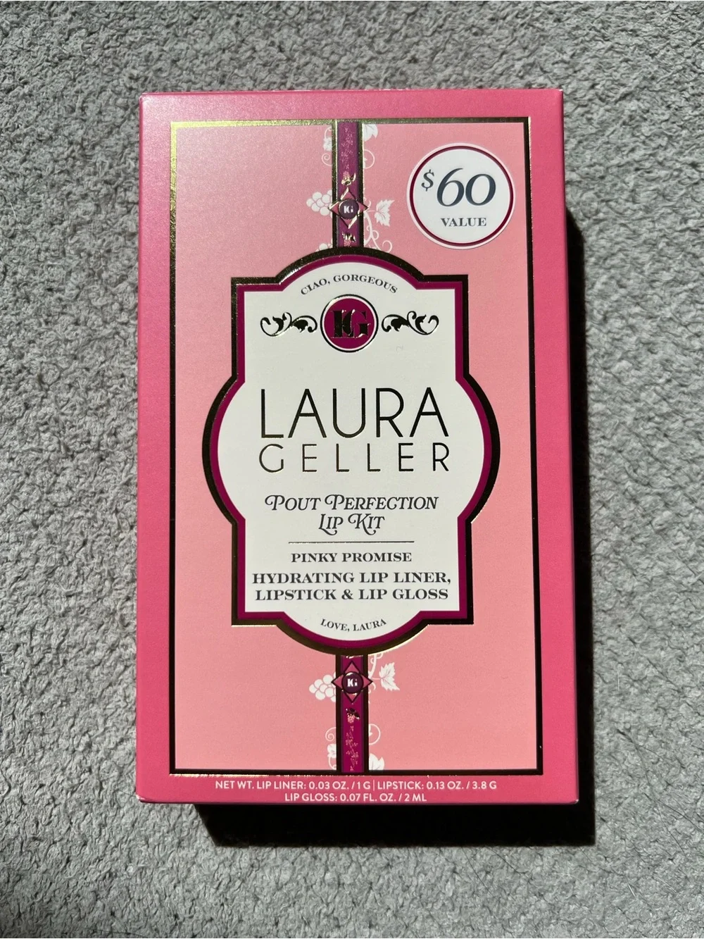 Laura Geller Pout Perfection Pinky Promise 3 Piece Lip Liner, Gloss and Lipstick